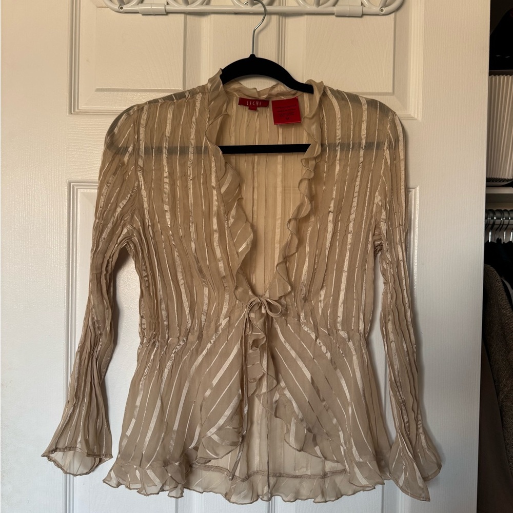 Elle Women's Beige Striped Blouse